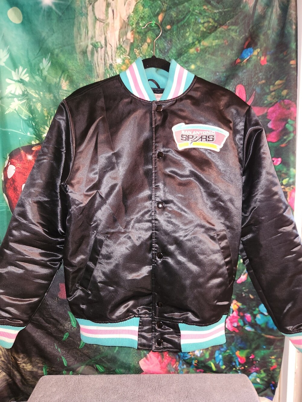 Mitchell Ness San Antonio Spurs Satin Varsity Jacket Men Fiesta Retro Size S
